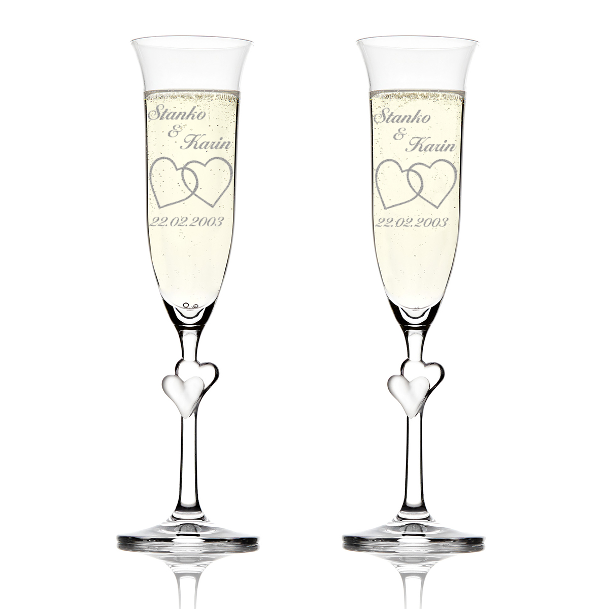 2er Set Champagne Glasses Wedding Engraving Personalized Present