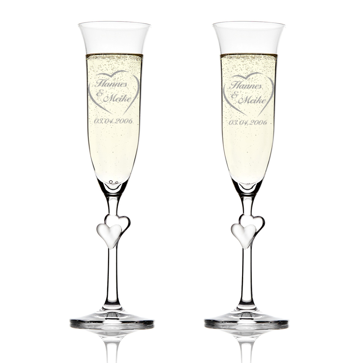 2er Set Champagne Glasses Wedding Engraving Personalized Present