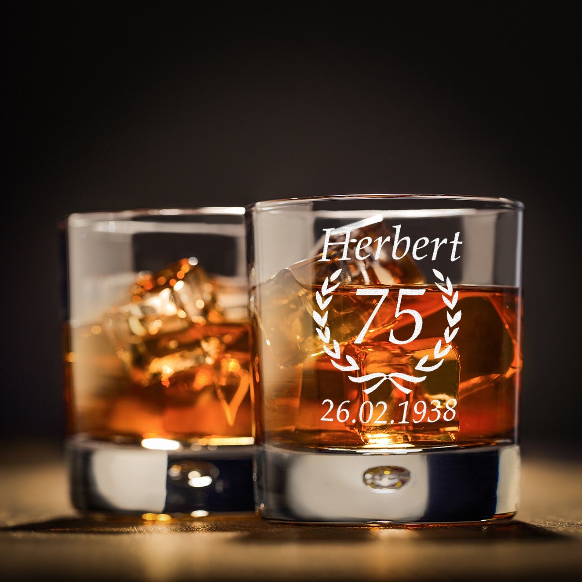 Personalisiertes Whiskyglas inkl Gravur Jubiläum Ährenkranz