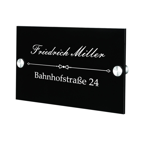 Plexiglas Acryltafel Türschild inkl. Gravur Motiv Familienname mit Straße und Hausnummer