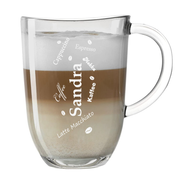 Kaffeebecher Teeglas mit Wunschgravur - individuell personalisiert - für Mama
