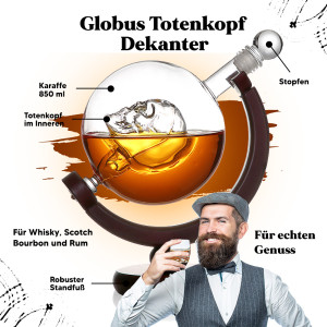 Vorschau: Skull Globus Dekanter für Whisky, Scotch und Bourbon Vorschau: Skull Globus Dekanter für Whisky, Scotch und Bourbon