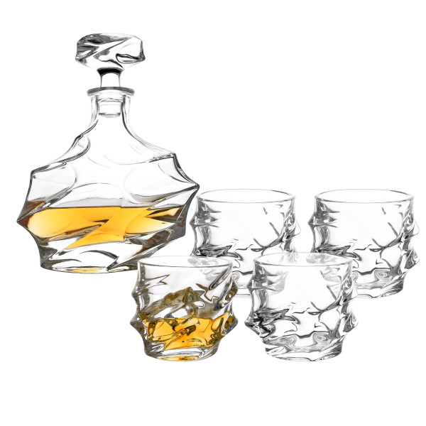5-tlg Whisky-Set Karaffe Trinkgläser - Whiskey Dekanter