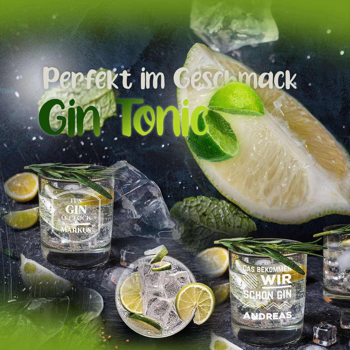 | Gin mit Glas Wunschgravur personalisierter polar-effekt