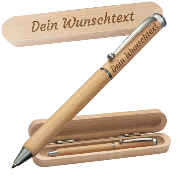Holz Kugelschreiber mit personalisierter Gravur