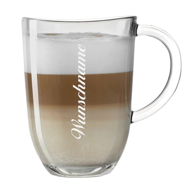 Kaffeebecher aus Glas mit Wunschgravur - individuelles Geschenk - für Männer und Frauen