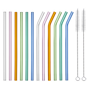 Strohhalme aus Glas 12er-Set mehrfarbig Strohhalme aus Glas 12er-Set mehrfarbig