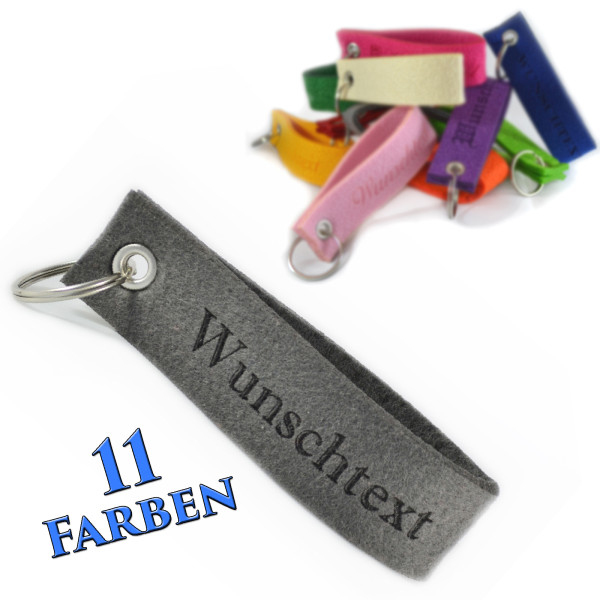 Schlüsselband Anhänger aus Filz inkl. Gravur