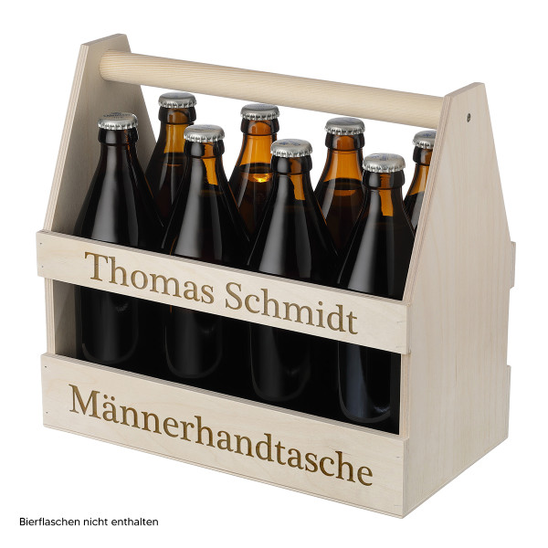 Bierträger aus Holz graviert mit Wunschtext