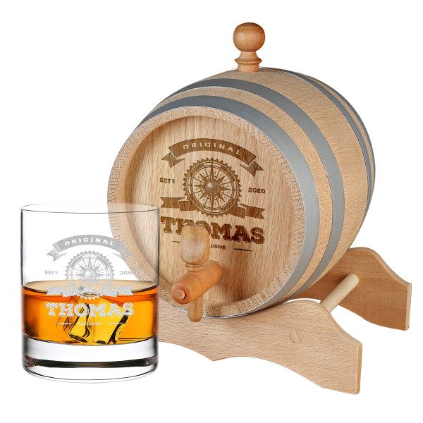 2-TLG Whisky Geschenkset mit personalisierter Wunschgravur