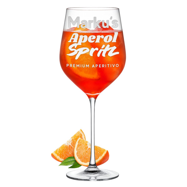 Aperol Spritz Cocktailglas mit Wunschgravur - Geschenk zum Geburtstag