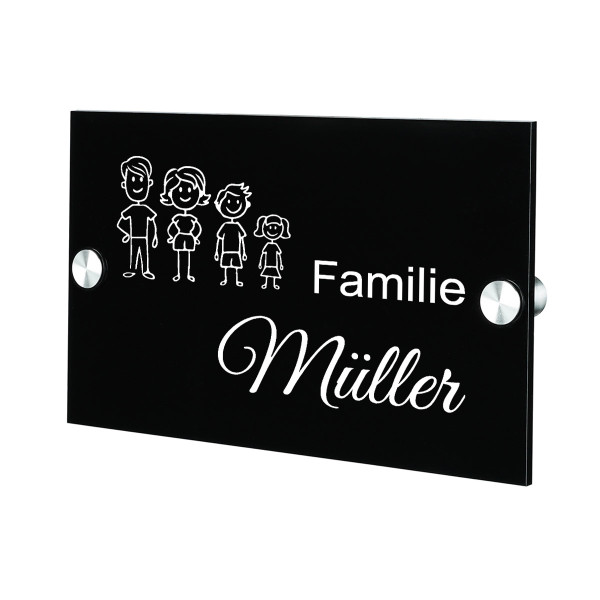 Plexiglas Acryltafel Türschild inkl. Gravur Motiv Strichmännchen Familie