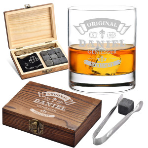 Whiskysteine Geschenkset mit personalisierten Glas Whiskysteine Geschenkset mit personalisierten Glas