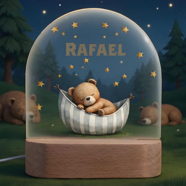 LED-Nachtlicht für Jungen mit Teddy Motiv - mit Namen personalisiert