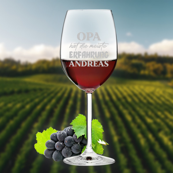 Personalisiertes Weinglas mit Wunschmotiv für Opa