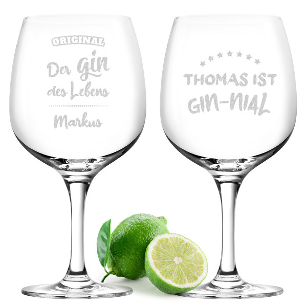 Personalisiertes Gin Glas 2er-Set mit Wunschgravur