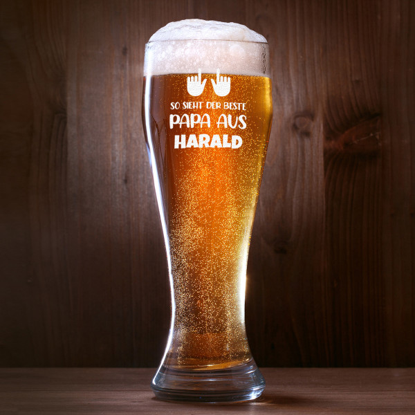 Weizenbierglas mit Wunschgravur graviert