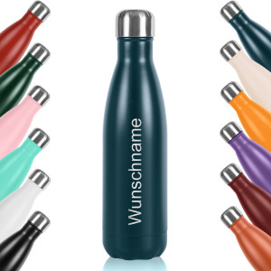 Thermoflasche in Blau mit Gravur Thermoflasche in Blau mit Gravur