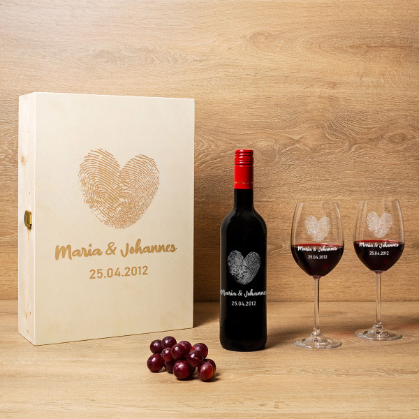 Geschenkset Wein mit personalisierter Gravur