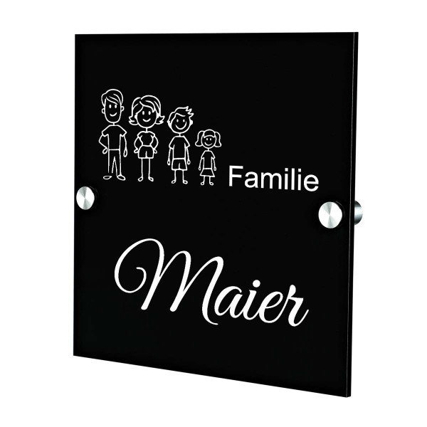 Plexiglas Acryltafel Türschild inkl. Gravur Motiv Strichmännchen Familie