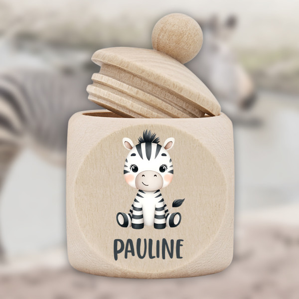 Zahndose mit Zebra Tier-Motiv personalisiert - Geschenk für Kinder