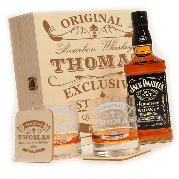 Whiskyset graviert mit Jack Daniels personalisiert