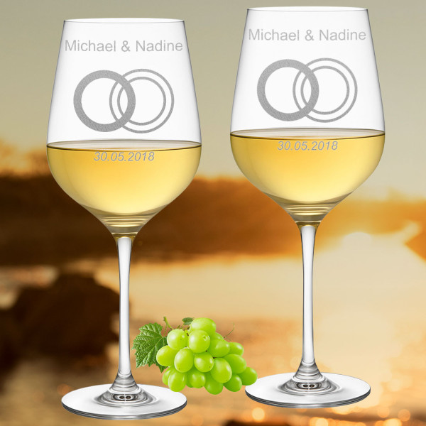 Weingläser 2er-Set 440 ml mit Gravur - Geschenk für Paare - Ideal zur Hochzeit & Verlobung
