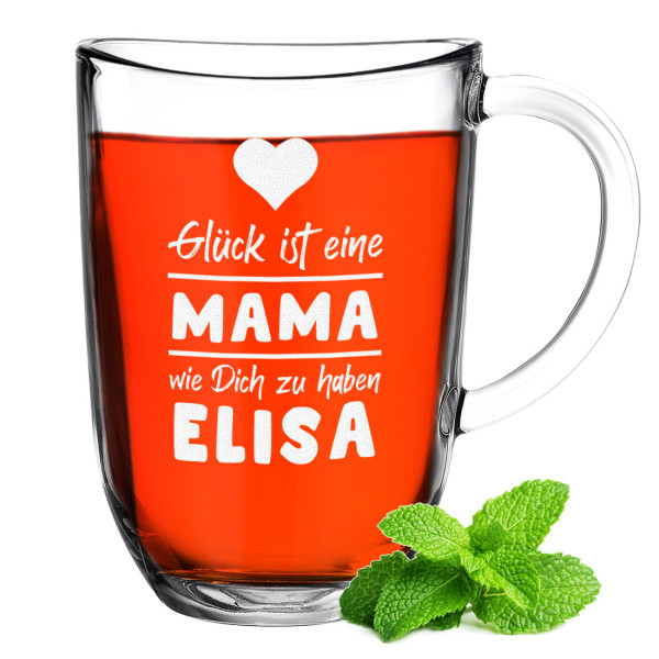 Teeglas mit personalisierter Gravur - passend zum Muttertag - Geschenkidee