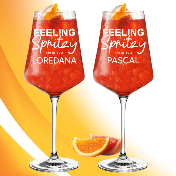 Aperol Longdrink Gläser 2er-Set mit Wunschname - graviertes Geschenkset