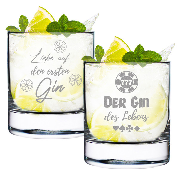 Gin Gläser im 2er-Set mit gravierten Wunschmotiv