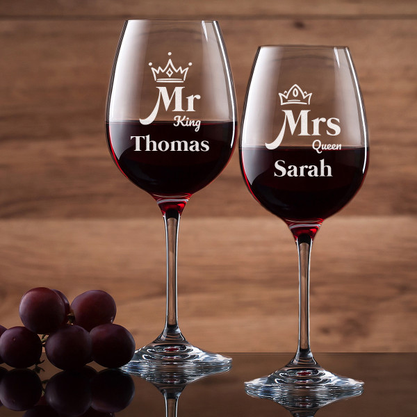 Weinglas 2er-Set mit personalisierter Wunschgravur für Paare