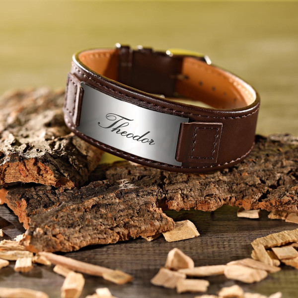 Modisches Lederarmband braun mit Geschenketui inkl. Wunschgravur