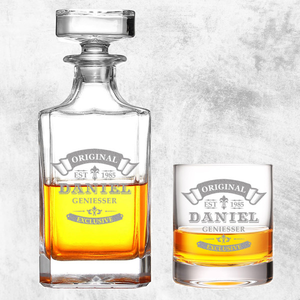 Whisky Set Dekanter und Whiskyglas mit personalisierter Wunschgravur