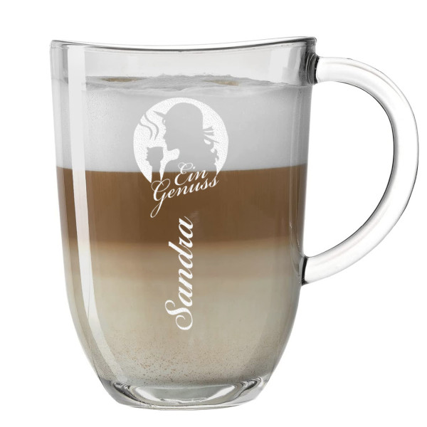 Kaffeebecher aus Glas mit Wunschgravur - personalisiert - Geschenk für Mama