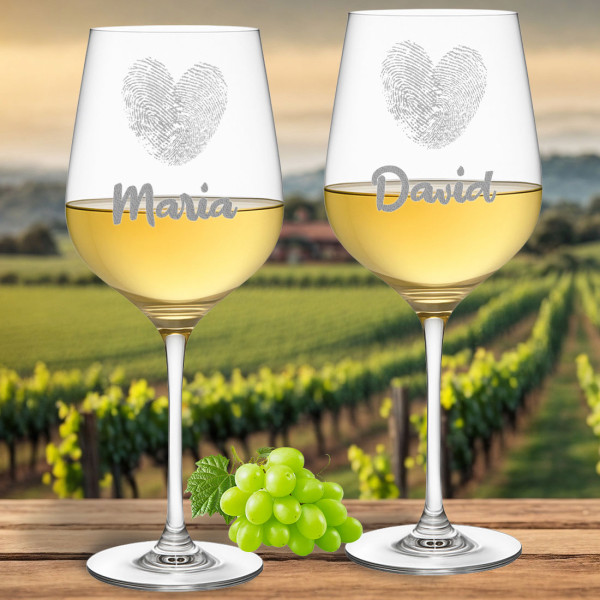 Weingläser 2er-Set 440 ml Volumen mit Gravur - Ideal als Geschenk zur Hochzeit