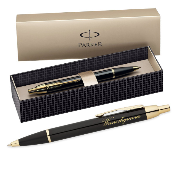 Parker IM Kugelschreiber inkl. Gravur mit Geschenkbox ( Farbe - Schwarz gold )