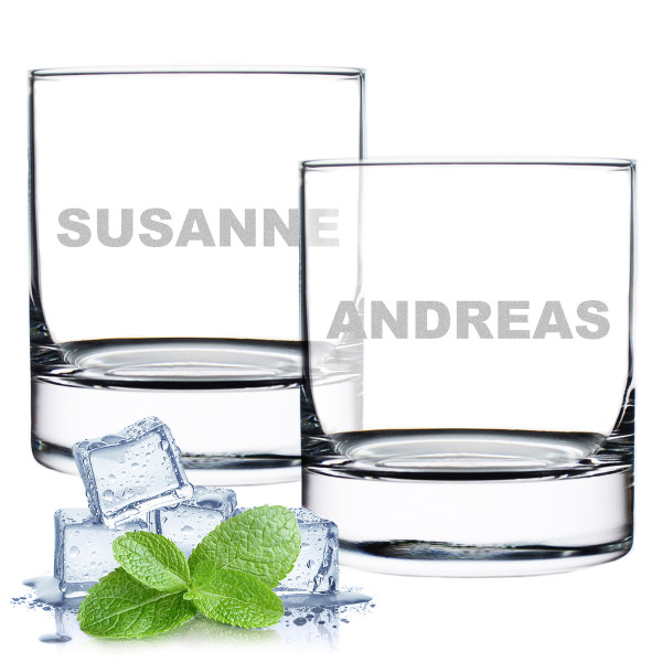 Trinkglas Wasser im 2er-Set mit personalisierter Wunschgravur