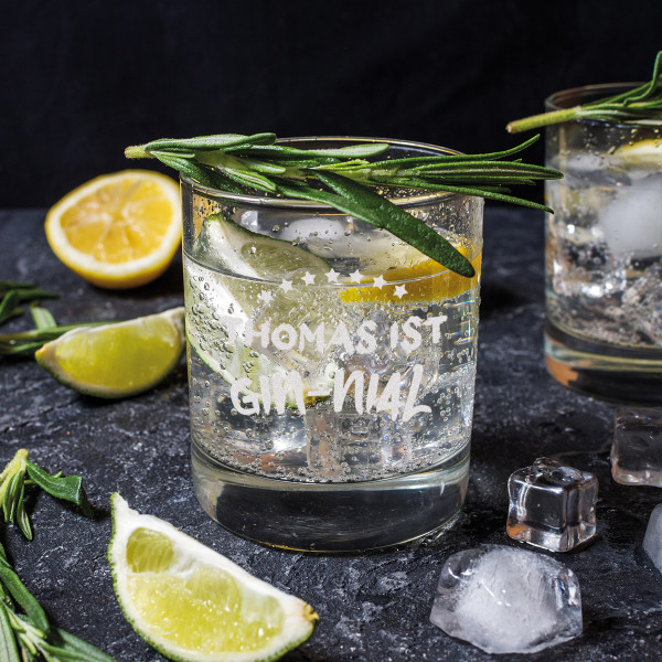 Ginglas graviert mit Wunschgravur Gin & Tonic