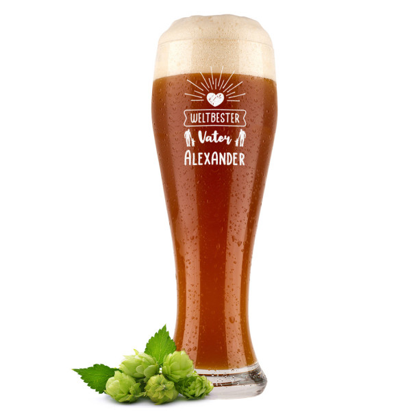 Weizenbierglas mit Gravur für Papa - Geschenk zum Vatertag