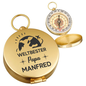 Gold Kompass aus Metall mit Gravur - Vatertagsgeschenk für Papa Gold Kompass aus Metall mit Gravur - Vatertagsgeschenk für Papa