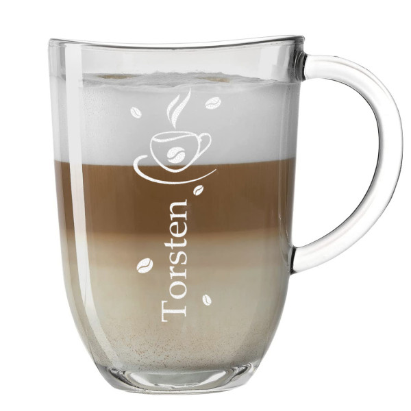 Teeglas Kaffeebecher mit personalisierter Wunschgravur - Geschenk