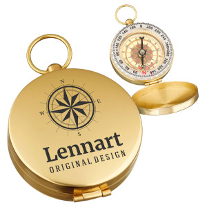 Metall Kompass in Gold mit Gravur - Geschenk für Männer - ideal als Navigation Metall Kompass in Gold mit Gravur - Geschenk für Männer - ideal als Navigation