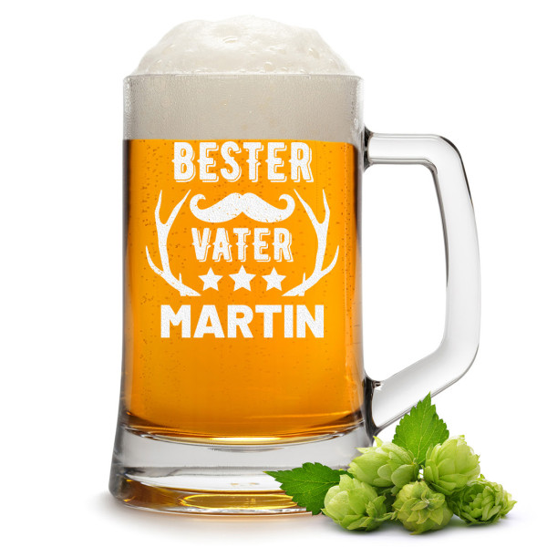 Bierkrug 0,5 Liter mit personalisierter Gravur - Geschenk für Männer