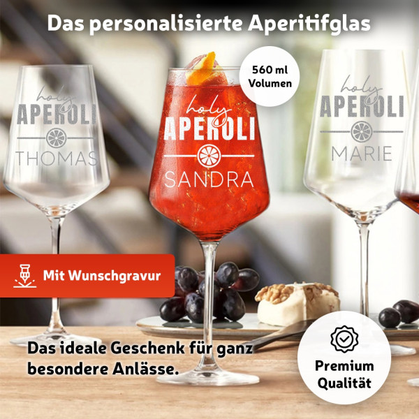 Aperol Glas mit personalisierter Gravur - Holy Aperoli Cocktailglas