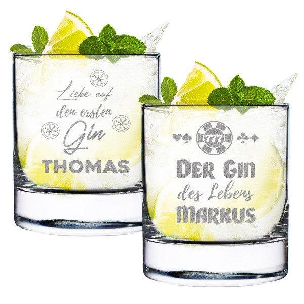 2er Gin Glas Set mit personalisierter Wunschgravur