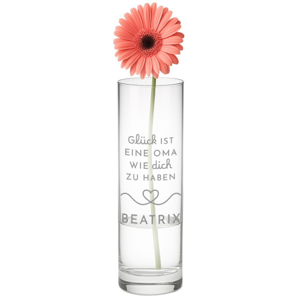 Edle Blumenvase mit Gravur für Oma - Geschenk zum Geburtstag
