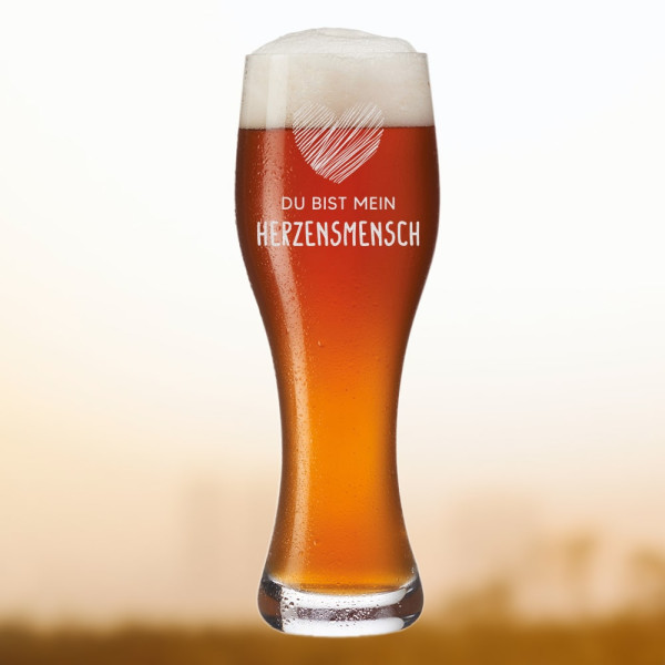 Weizenbierglas mit Gravur - ideal zum Valentinstag und Jahrestag